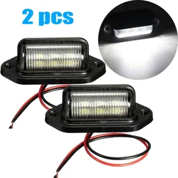 2Pcs 6 LED License Plate Light Lamp 12V -24V Car Truck Lorry Bus Trailer Tail Light Side Lamp Bulb White Motorcycle Signal Light