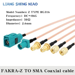 Fakra Z Male/Female RG316 Coaxial Cable for Car Satellite Radio GSM Cellular Phone 50Ohm for Car Telematics Extension Cable