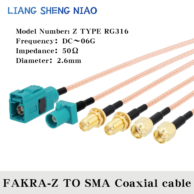 Fakra Z Male/Female RG316 Coaxial Cable for Car Satellite Radio GSM Cellular Phone 50Ohm for Car Telematics Extension Cable