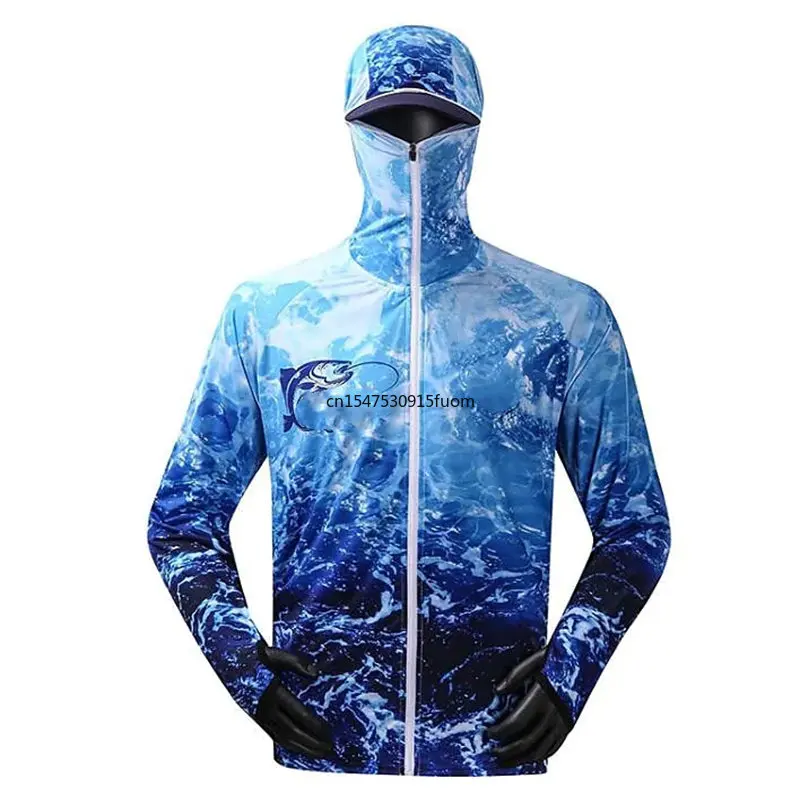 New Men's Anti-UV Comfortable Ventilation Printing Fishing Shirts Sublimation Hoodie Jerseys With Zipper Fishing Clothing