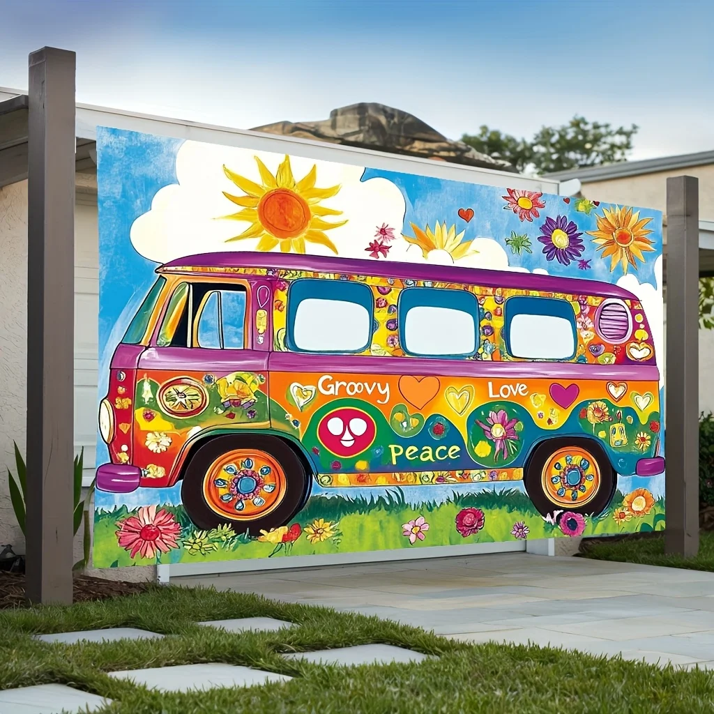 1, Hippie-Bus-Kamera-Requisite – Helle Party-Dekoration aus Polyester, Urlaubsdekoration, die beste Wahl für Weihnachten