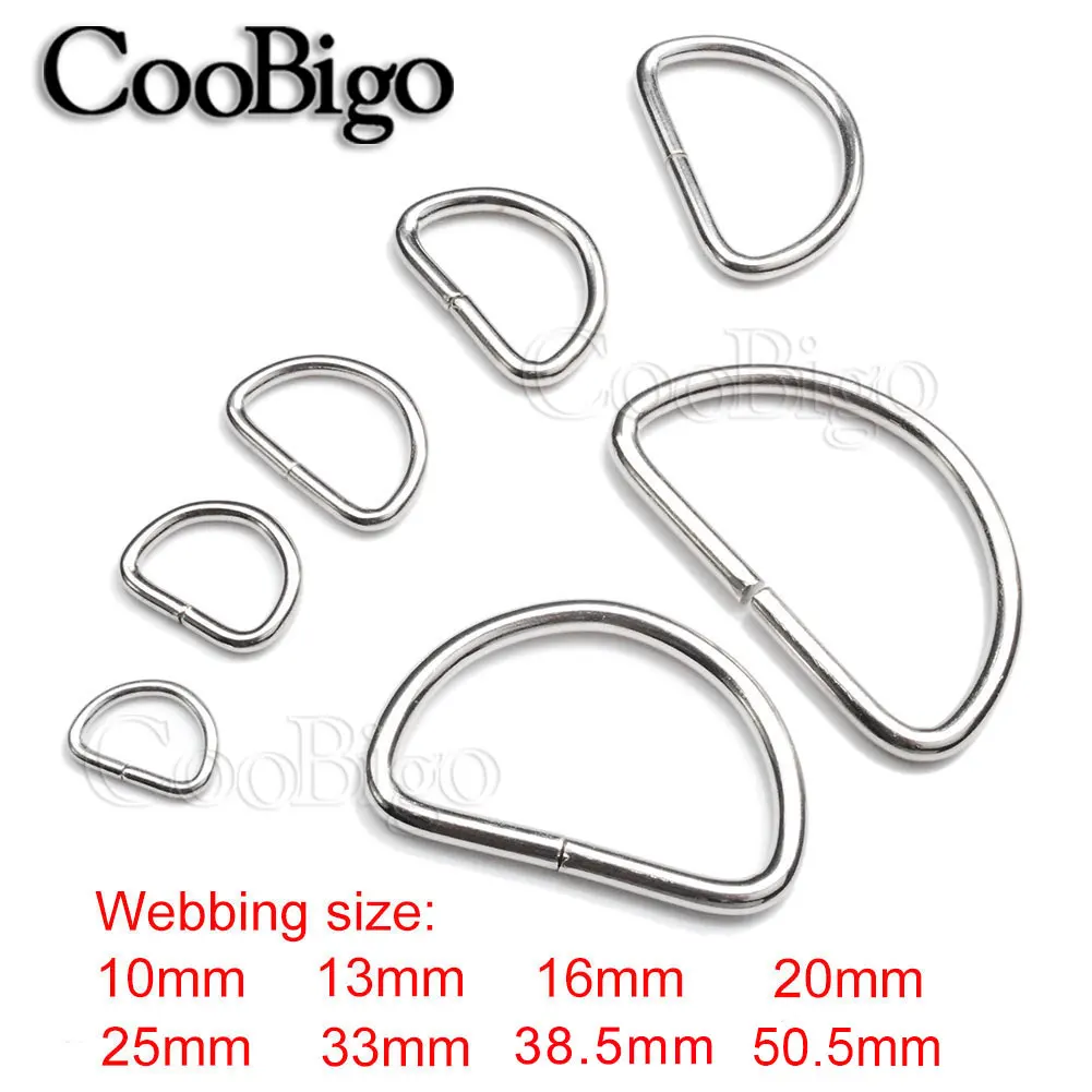 50PCS 15mm 20mm 25mm 32mm Webbing Metal Buckle D Ring for Bag Accessory Belt Loop Pet Dog Collar Hardware Backpack Sewing Clasp