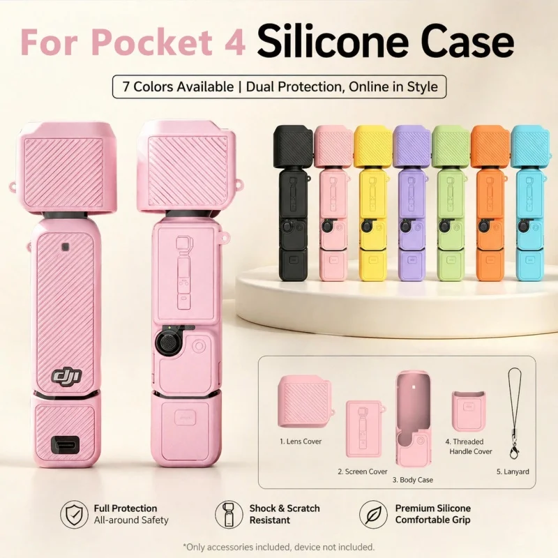 

New Silicone Protective Case Set for DJI Pocket 4 Scratch-resistant Shock-resistant Protective Case for Camera Shell Accessories