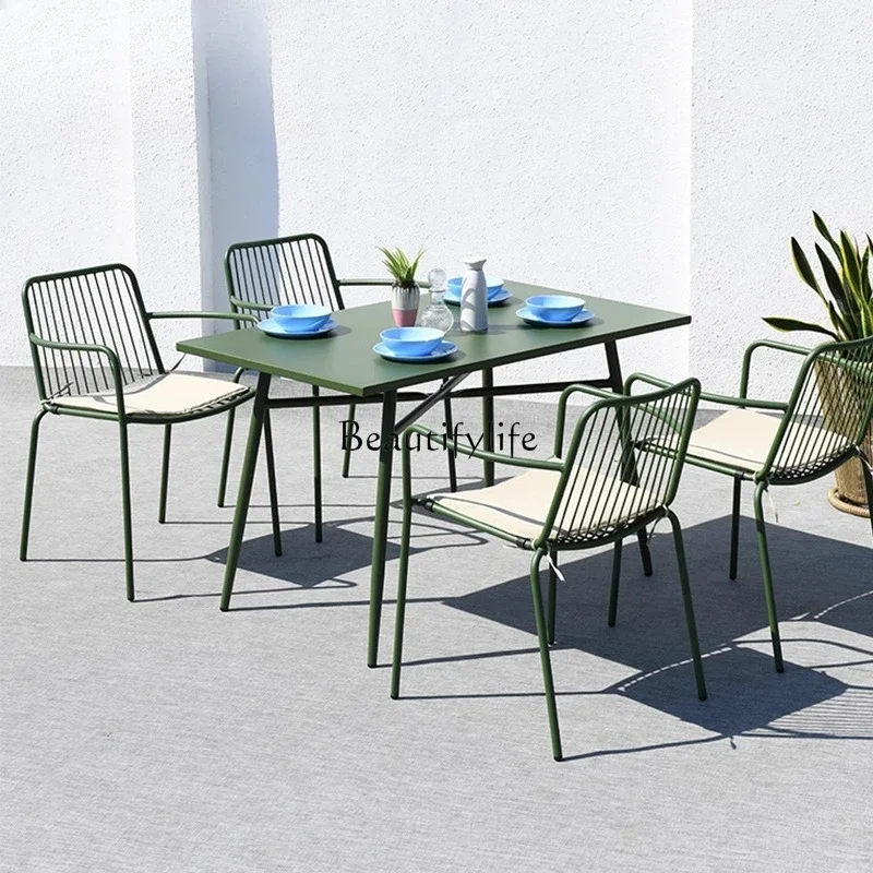 

09Z.-Outdoor table Nordic minimalist garden coffee white outdoor table