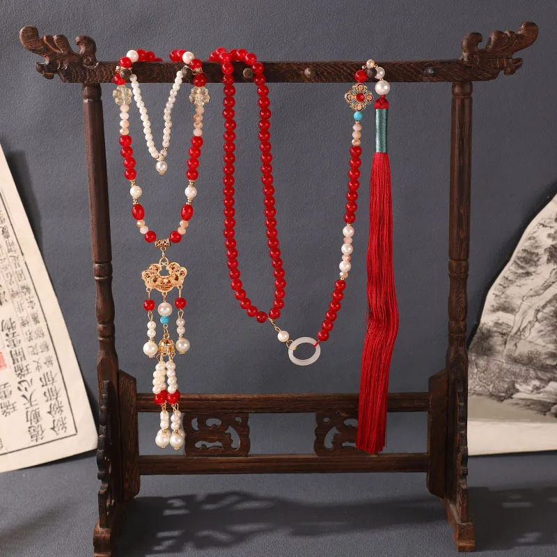 Y2k New Chinese Style Wreaths Necklace Hanfu Accessories Pressed Flap Back Cloud Super Long Tassel Chinese Style Super Immortal