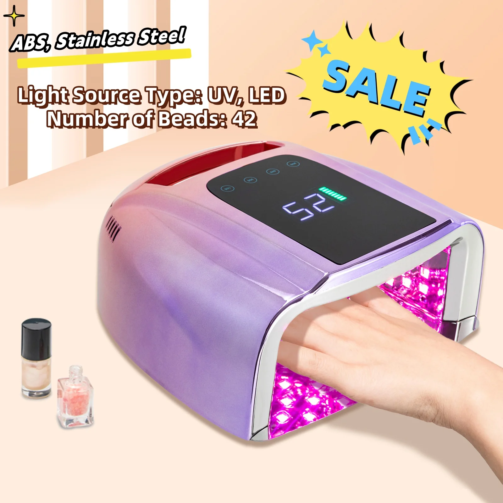 Cordless Wireless LED UV Nail Lamp Gel Polish Light Dryer Rechargeable with 4 Timer Setting Smart Sensor 96W