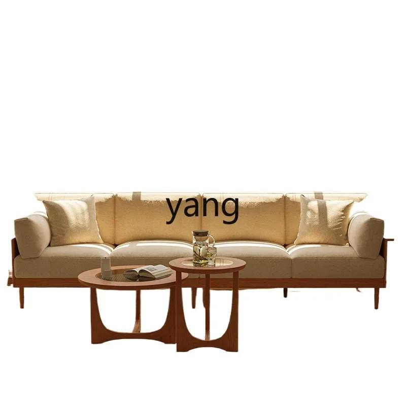 

ZL solid wood sofa simple living room small apartment fabric corner log sofa