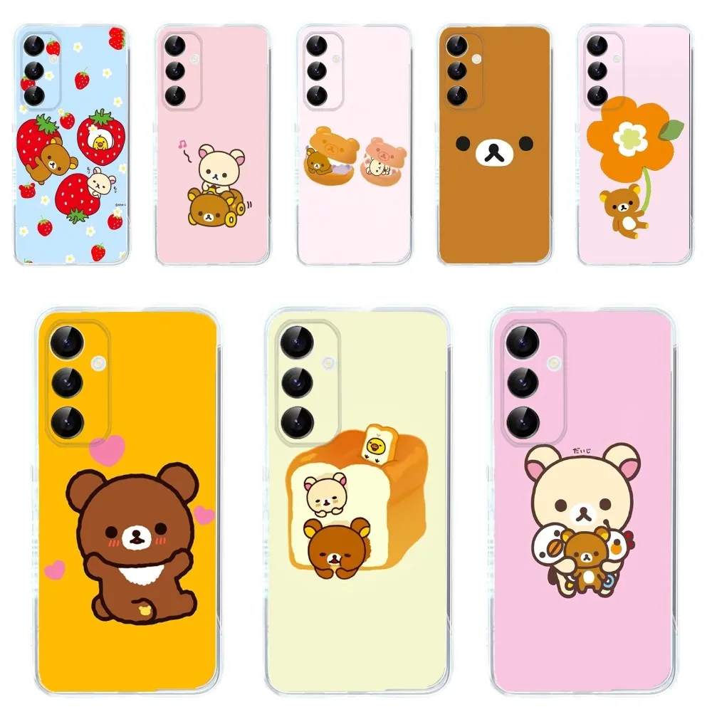 R-Rilakkuma bear Cute Phone Case For Samsung Galaxy A71,70,52,51,40,31,A50,30S,21S,Note20ultra Transparent Cover