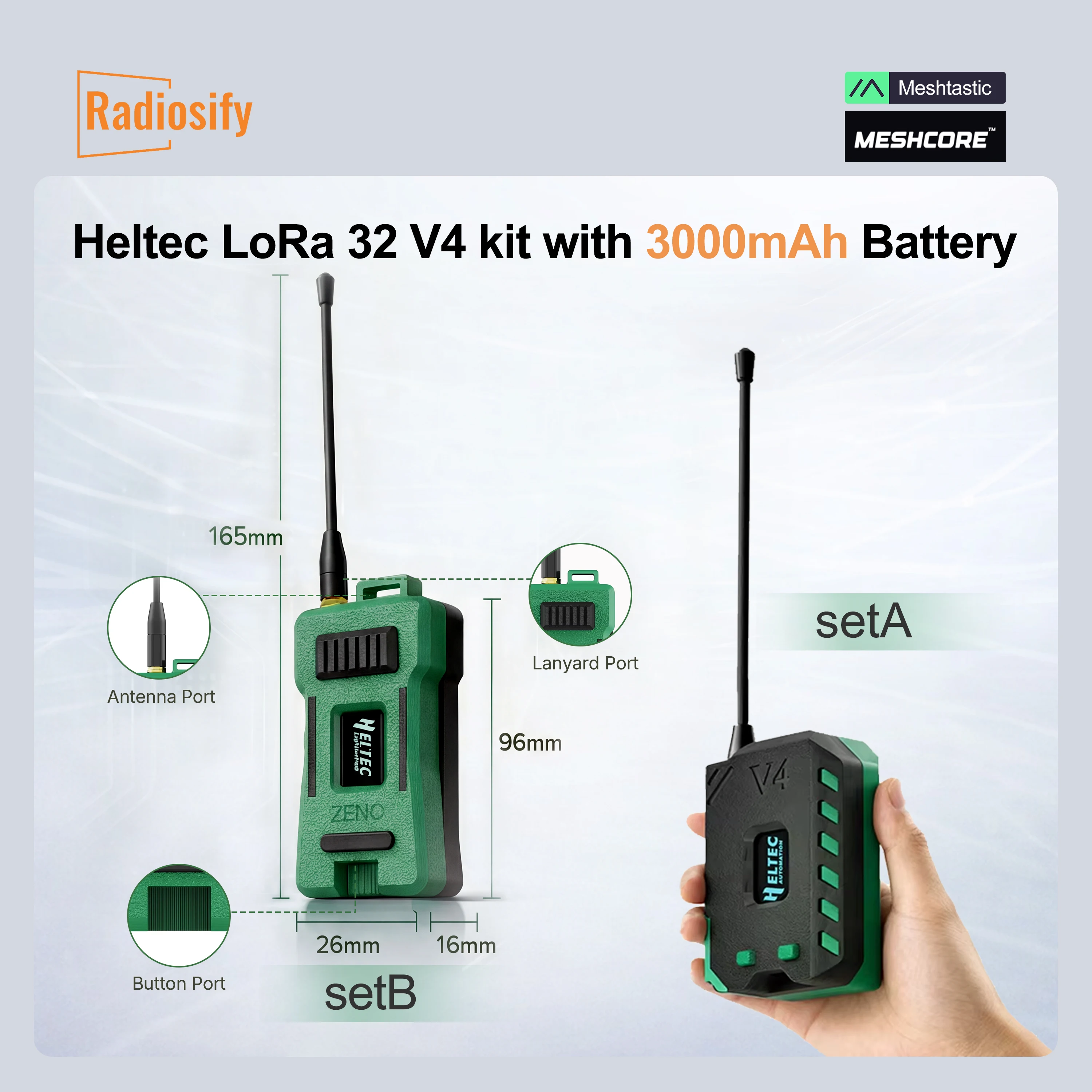 Heltec WiFi LoRa 32 V4 with Case Battery 3000mAh ESP32-S3 SX1262 Meshtastic LoRaWAN Board Selectable Version
