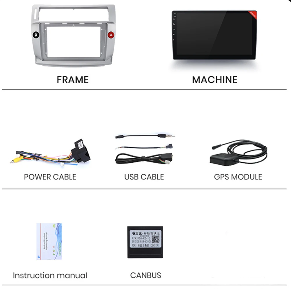 Android Auto Car Radio Carplay for Citroen C4 C-Triomphe C-Quatre 2004-2009 Multimedia Video Player Navigation GPS Carplay