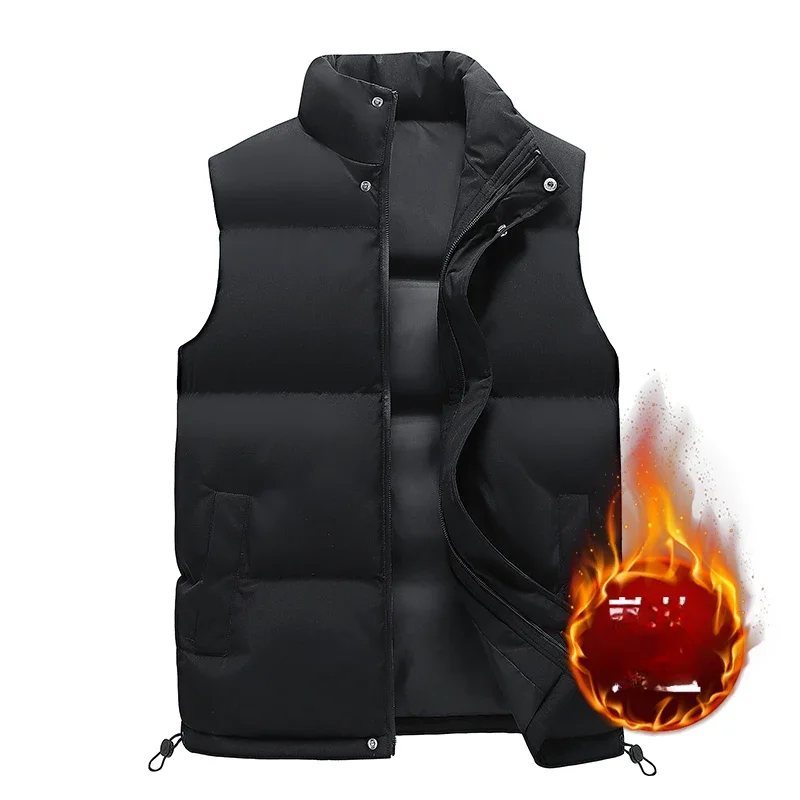 

Men Stand Collar Fleece Thicken Windbreaker Vest Jacket Autumn Winter Sleeveless Outdoor Casual New Warm Fashion Waistcoat Coats