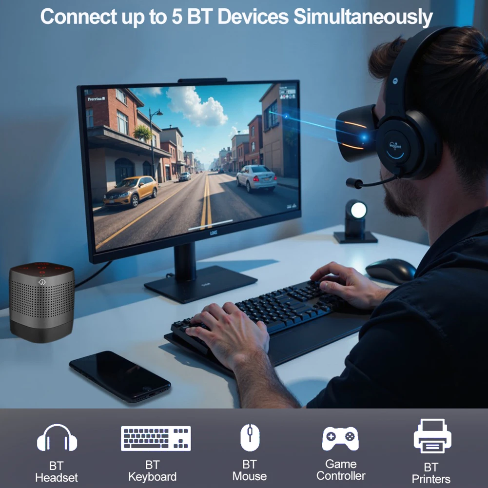 BT 6.0 محول USB BT قابس مهايئ وتشغيل جهاز استقبال الارسال BT اللاسلكي للكمبيوتر المتكلم لوحة مفاتيح الماوس اللاسلكية
