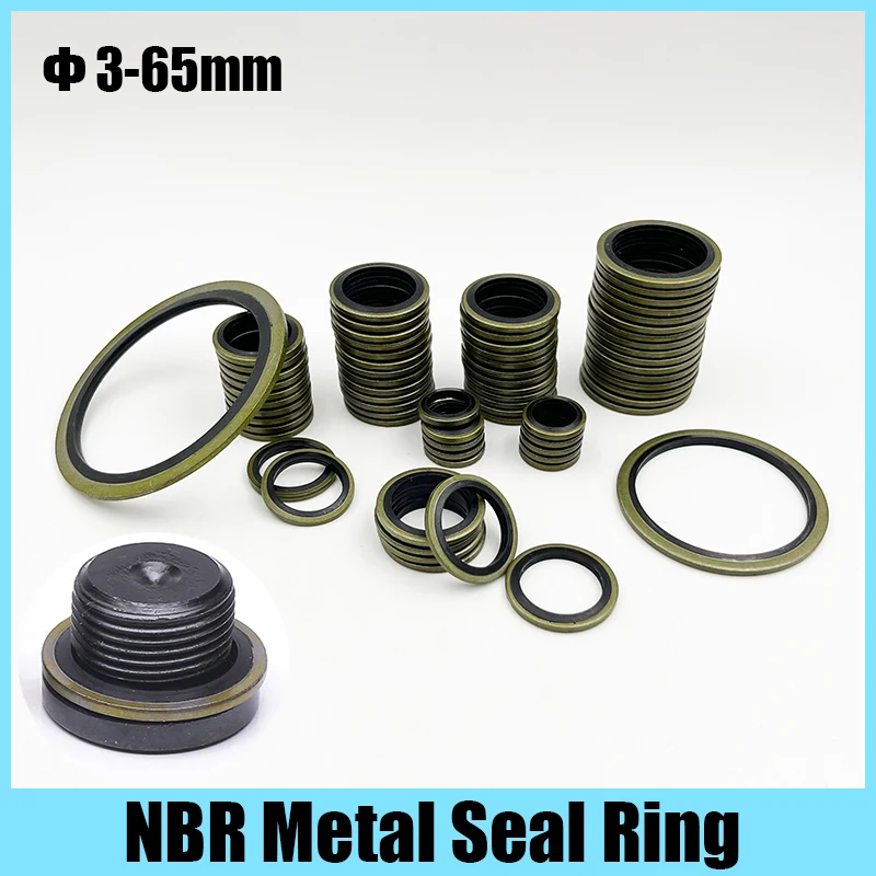 Bonded Seal Sealing Ring Combined Gasket Skeleton Oil Seal Metal NBR Rubber Nitrile Oil Pipe Plumbing Gasket Oil Resistant Oring