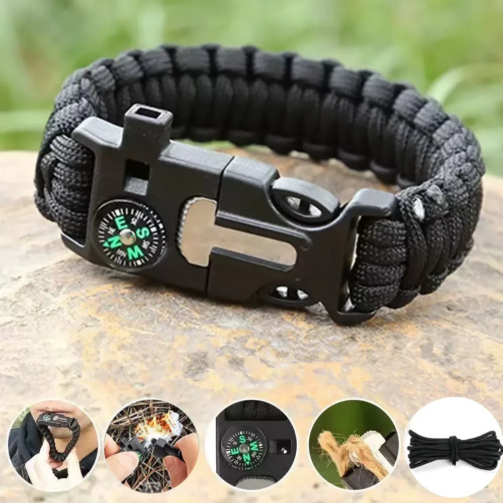 

Outdoor Multi-function Paracord Survival Bracelet with Flint Adventure Emergency Rescue Survival Rope Bracelet Igniter for Men
