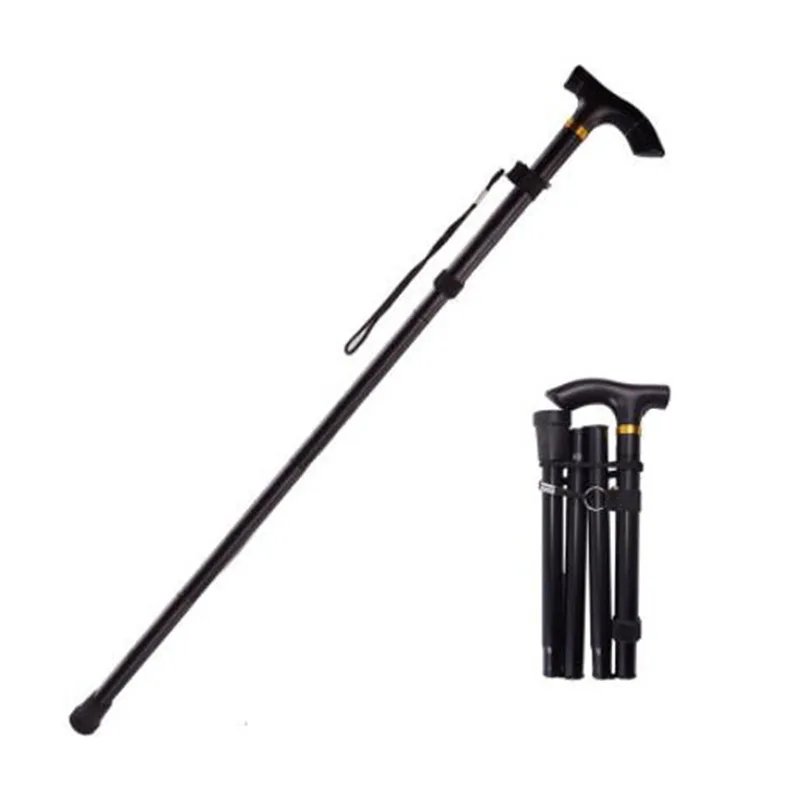 Walking Stick Telescopic Baton Hiking Trekking Poles Aluminum Alloy Metal Folding Cane Crutches Pole For Elderly People