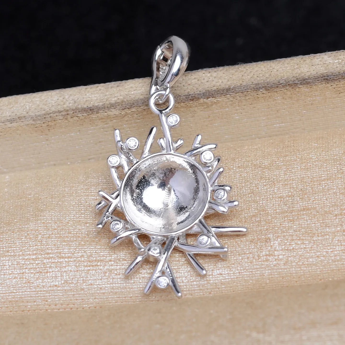 Wholesale 925 Sterling Silver Pendant Mounts Base Findings Settings Mountings Jewelry Fittings for 12-13mm Pearls 3pcs/lot