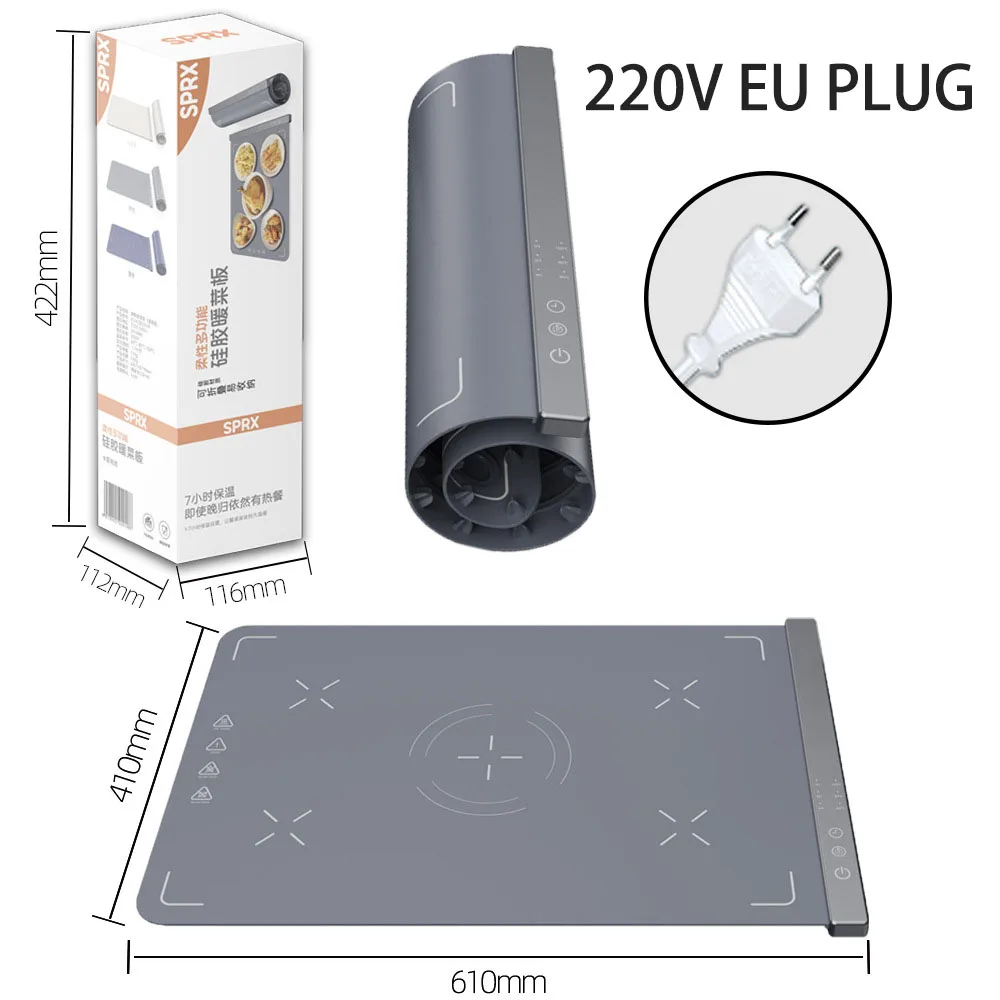 

Складной силиконовый подогреватель пищевых продуктов, домашний и коммерческий коврик для подогрева еды, изоляционная плита для пищевых продуктов с постоянной температурой, прочный и эффективный