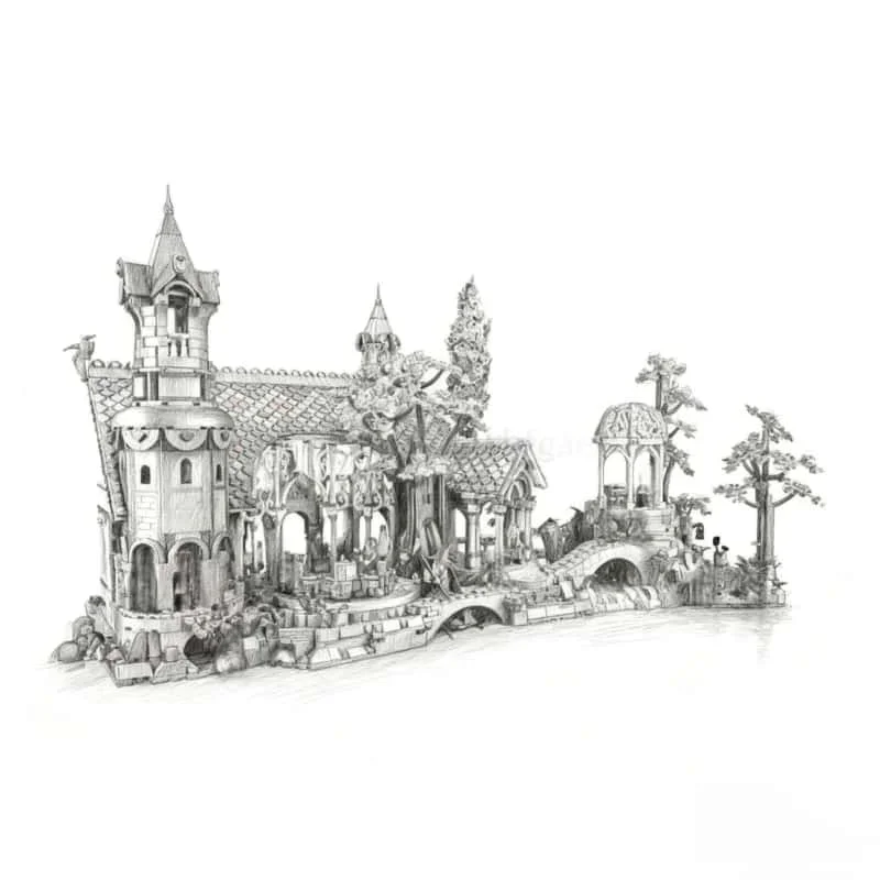 

2025 New movie series ring street view model assembly technology building block series toys children adult Christmas gifts