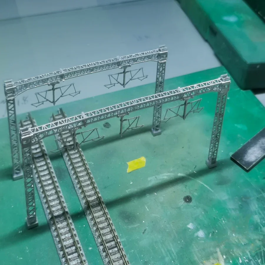 N scale 1/160  Railway track contact network Lattice hard span Grid Crossbar  Contact network truss span