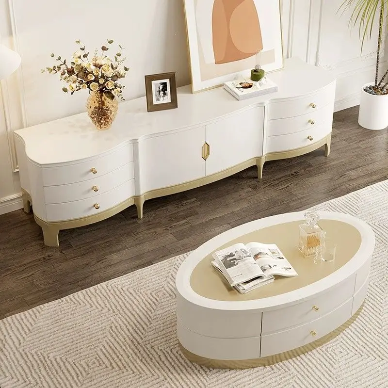 

Solid wood TV cabinet Coffee table combination Floor cabinet Household TV cabinet