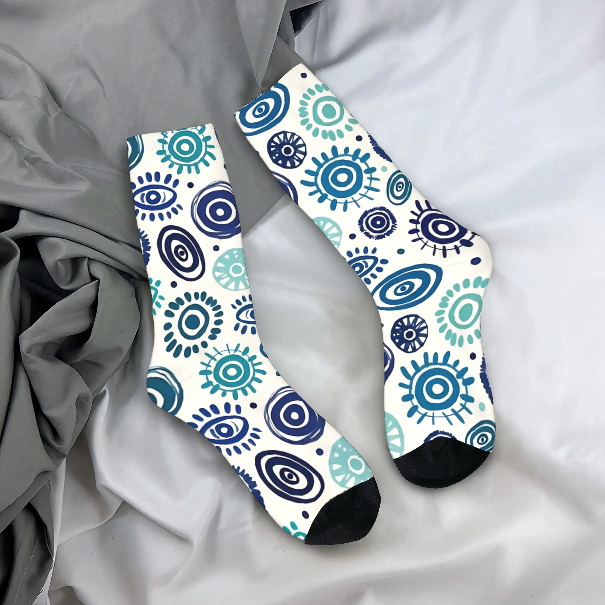 

Evil Eye Boho Blue Pattern Socks Graphic Stockings Non Slip Adults Men Socks Warm Soft Winter Novelty Outdoor Socks