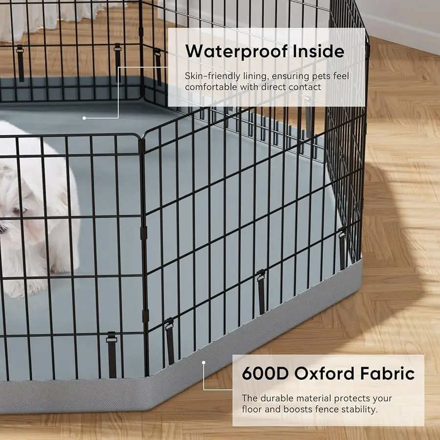 

Dog Playpen, 8 Panels 30”H Dog Playpen Indoor with Grey Bottom Pad and Top Co er, Metal Foldable Dog Pen for Indoor Use, Better
