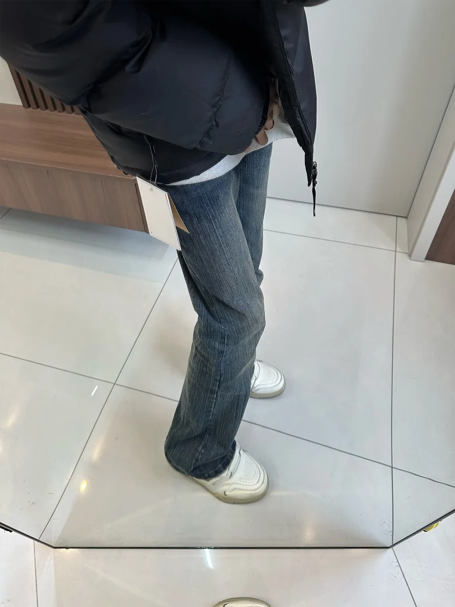 

American High Street Slim Fit Jeans Men's Trendy Straight Tube Long Pants Retro Wa Texture Sensation Casual Jeans