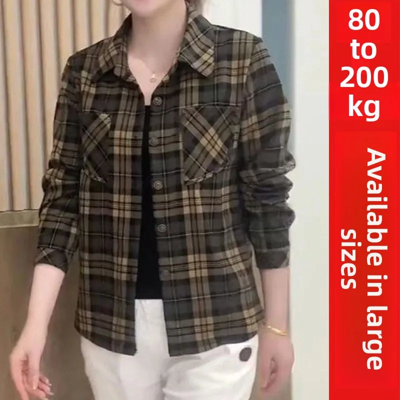 

Модная универсальная рубашка в клетку для женщин среднего и старшего возраста, весенняя повседневная одежда прямого кроя для мам, 100% хлопок