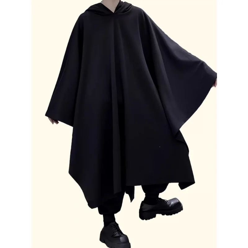 

Dark Hooded Robe Z 76926 Long Cloak Ethnic Hanfu Men's Spring Fashion Outerwear without Brand Registered Trademark