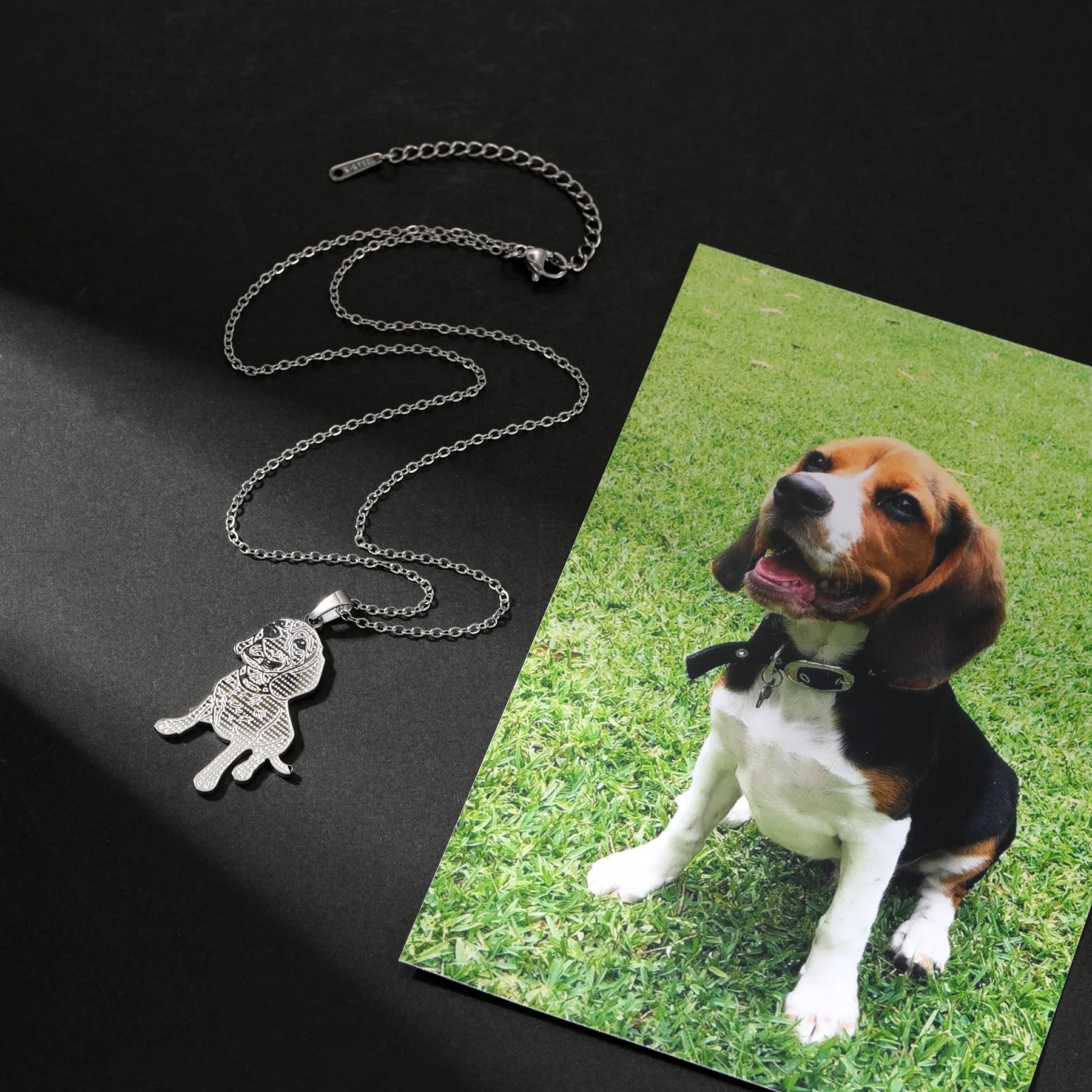 

Handmade Line Etched Jewelry Personalized Painted Pet Necklace Hand Custom Pet Photo Necklace Custom Picture Gift for Women