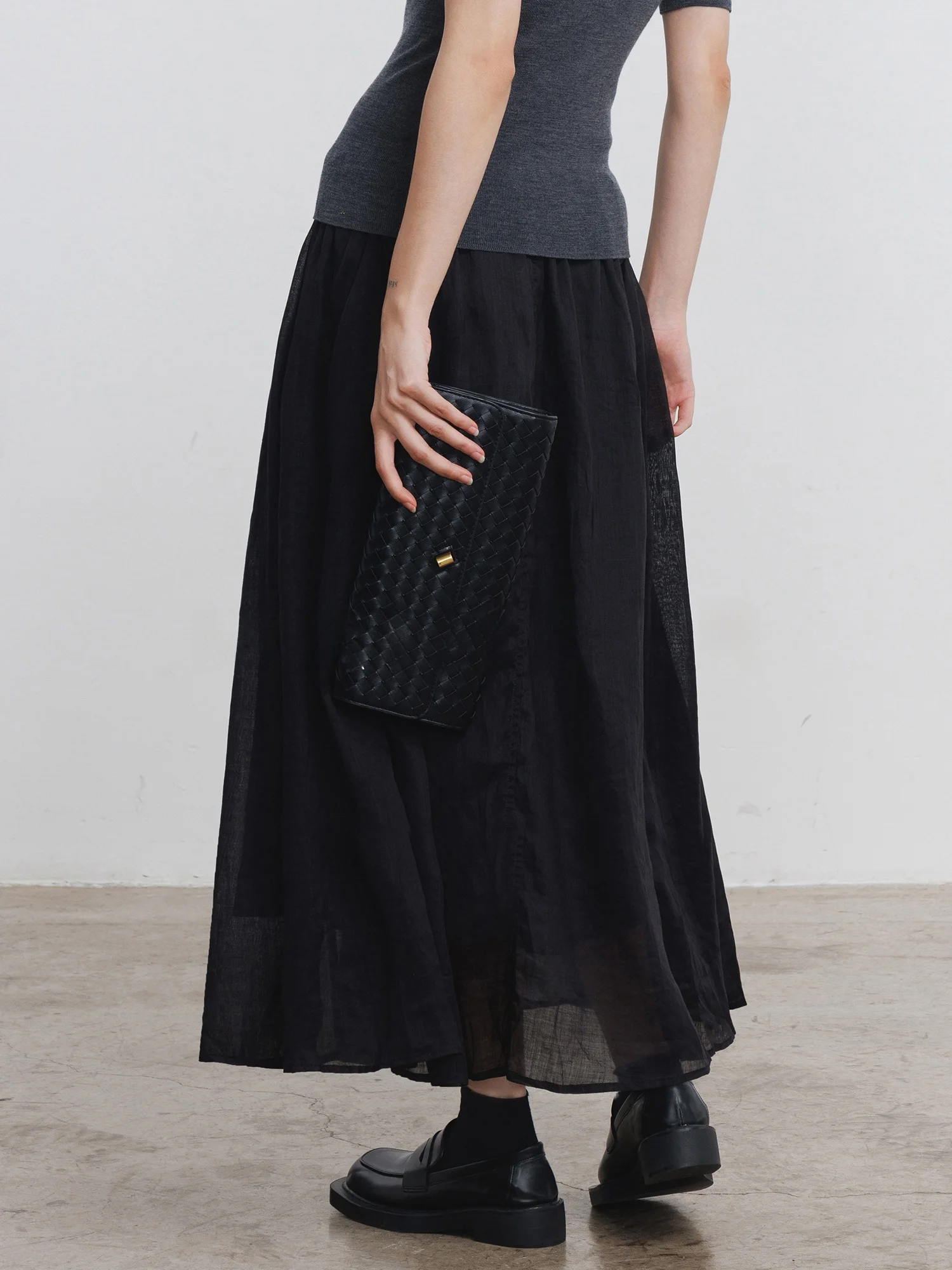 

Bla Retro Flax High Waist A-Line Skirt Slim Fit Spring Season Ci Commute Appropriate High Faion Long Skirt