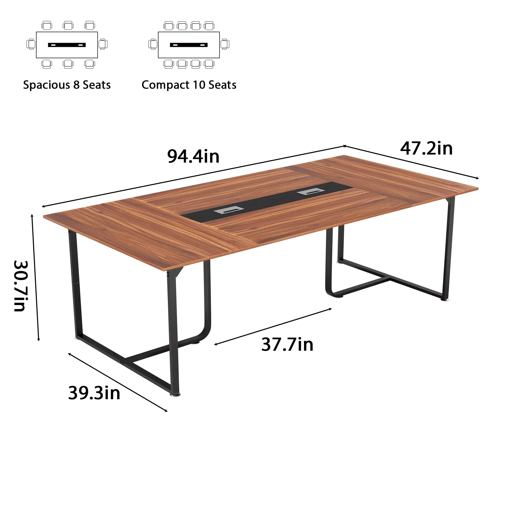 8FT Conference Table,94.4 L x 47.2 W x30.7 H Meeting Seminar Table with Grommet,Stability Enhancement,Large Conference