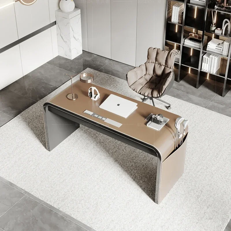 

Study Advanced Design Desk Saddle Leather Home Living Room Computer Office Table