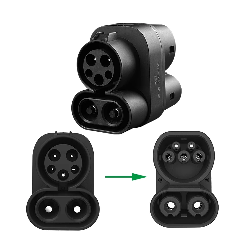 CCS1 to CCS2 Adapter EV Charger Adpater DC 1000V 250A and EV Charger Connector Type 1 to Type 2 Adapter SAE j1772 to IEC62196