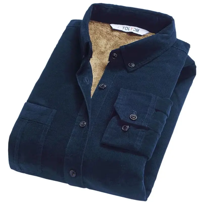 

Новые тренды: теплая мужская рубашка из хлопкового вельвета с длинными рукавами и добавлением кашемира, толстая, повседневная, брендовая, размер 4XL.