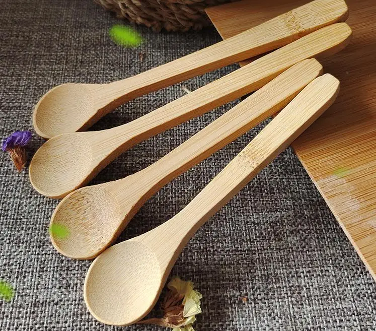 1000Pcs Bamboo Jam Spoon Baby Honey Spoon Coffee Spoon Kitchen Using Condiment Small Scoop Teaspoon SN6273