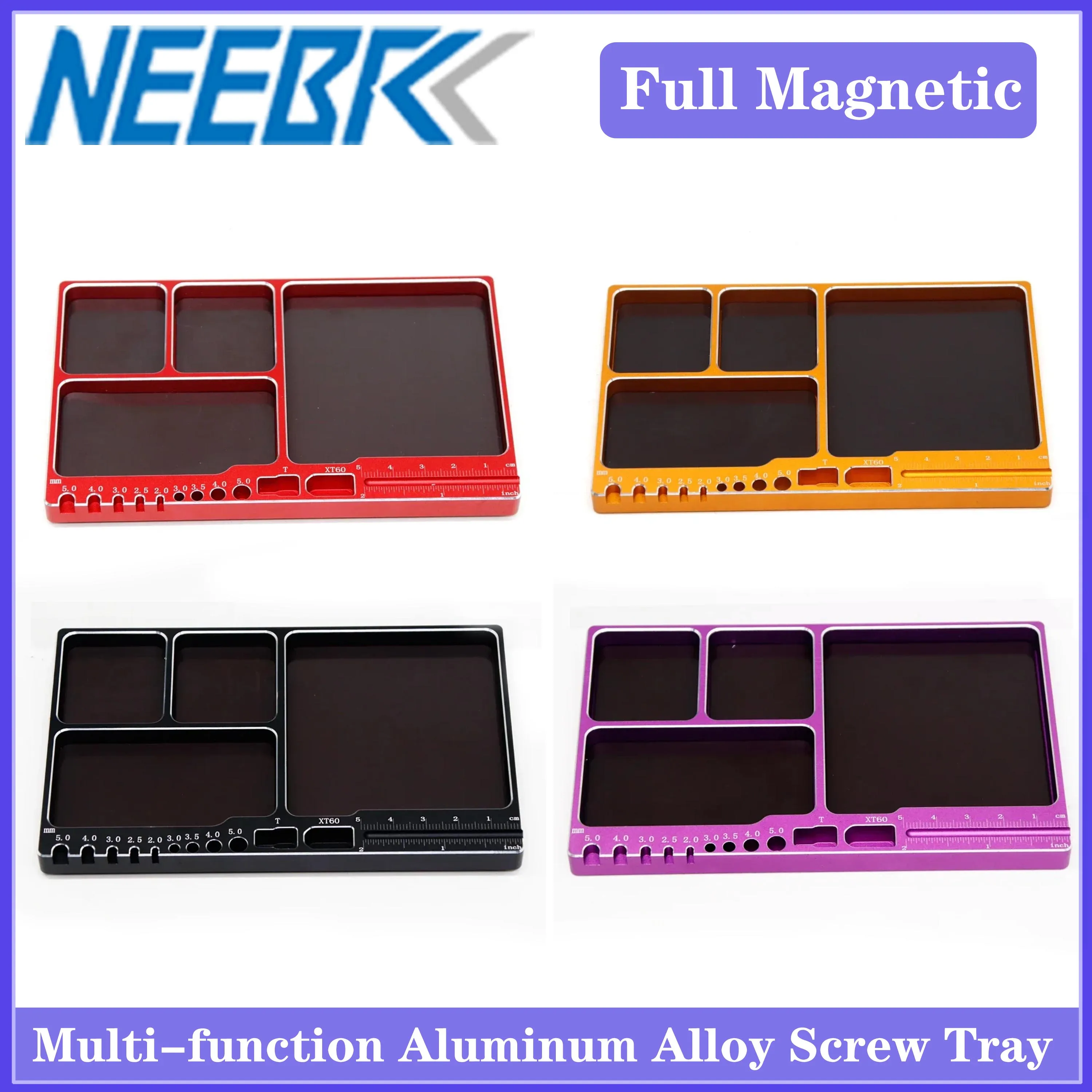 Universal Bearing Nut Plate Aluminum Alloy Full Magnetic Screw Storage Tray with Magnetic for 1/8 1/10 RC Car Repair Tools Parts
