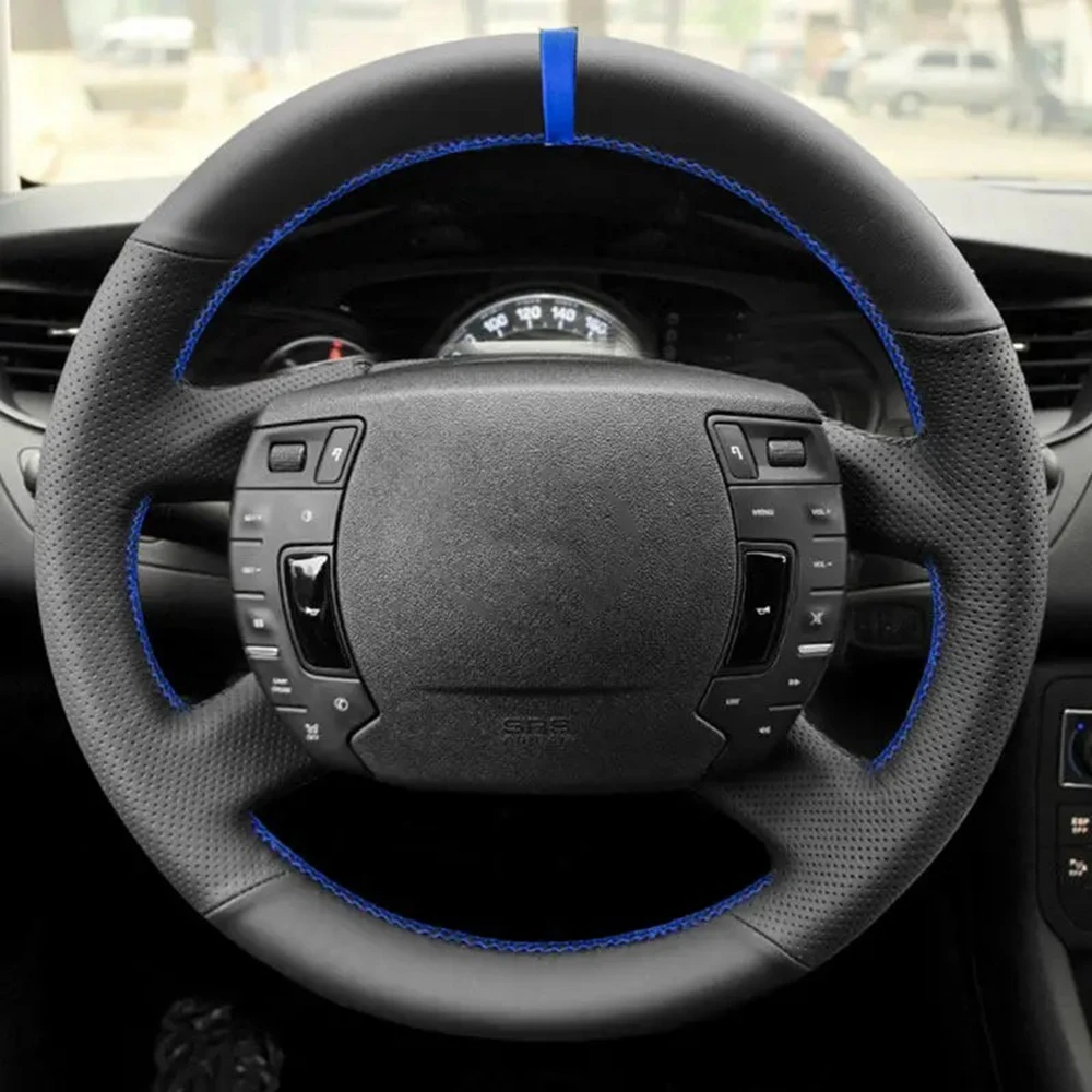 Hand Sewing Customized Anti-Slip Artificial Leather Car Steering Wheel Cover Braid For Citroen C5 2008-2017 Car Accessories