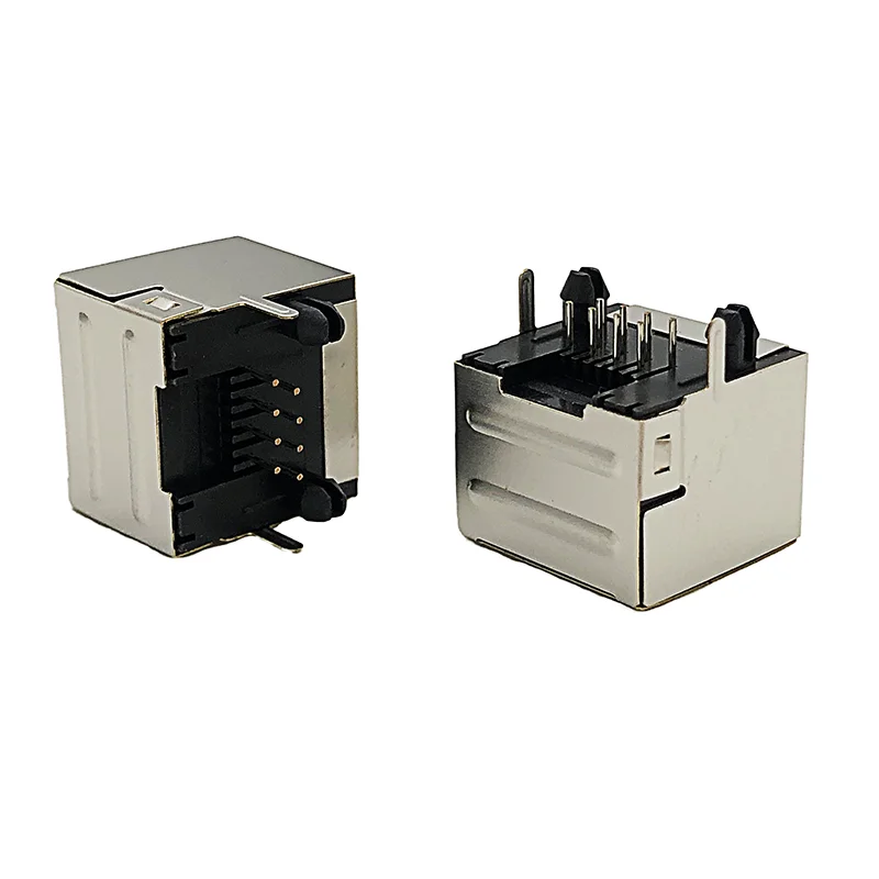 10PCS 56 RJ45 socket with shielded full copper 8P8C crystal head network cable communication right-angle 90-degree network port