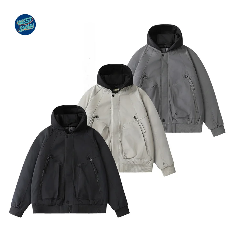 

WESTSHAN Top Quality EU US Size Men Clothing Fashion Brand Winter Detachable Hooded 90 White Duck down Jacket Coat for Men