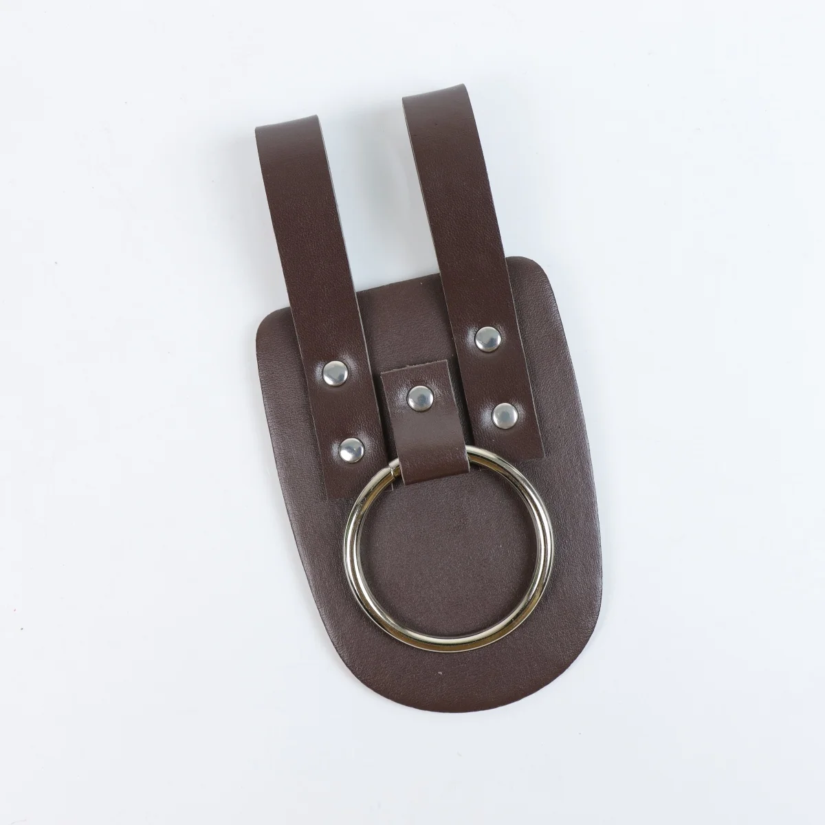 Medieval Fantasy Viking Norseman Brown Leather Tool Holder Frog with Ring,Waist Holder for Axes view 5