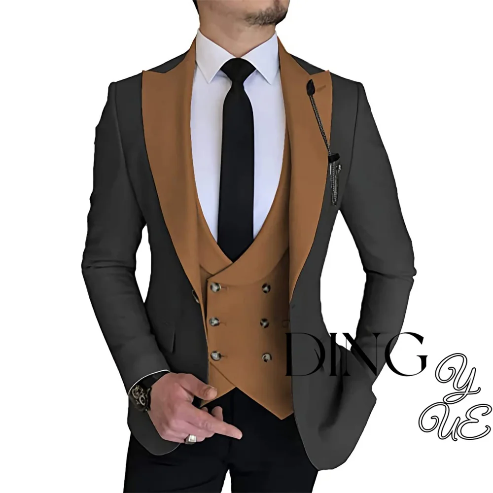 Mens 3 Piece Suits Slim Fit Solid Colour Blazer Vest Pants Wedding Prom Suit Tuxedo Custom Business Casual Formal Prom Suit Set