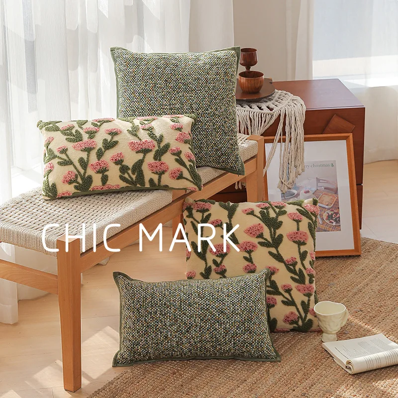 

30x50/45X45CM Flower Throw Pillow Cover Embroidered Plant Stamping Waist Cushion Cover 2025 New Decor Home Decorative Pillowcase