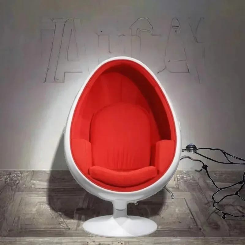 Modern Classic Convertible Swivel Oval Pod Chair with  Cushion And Arms Fiberglass Ball for Home Office Living Room Hotel
