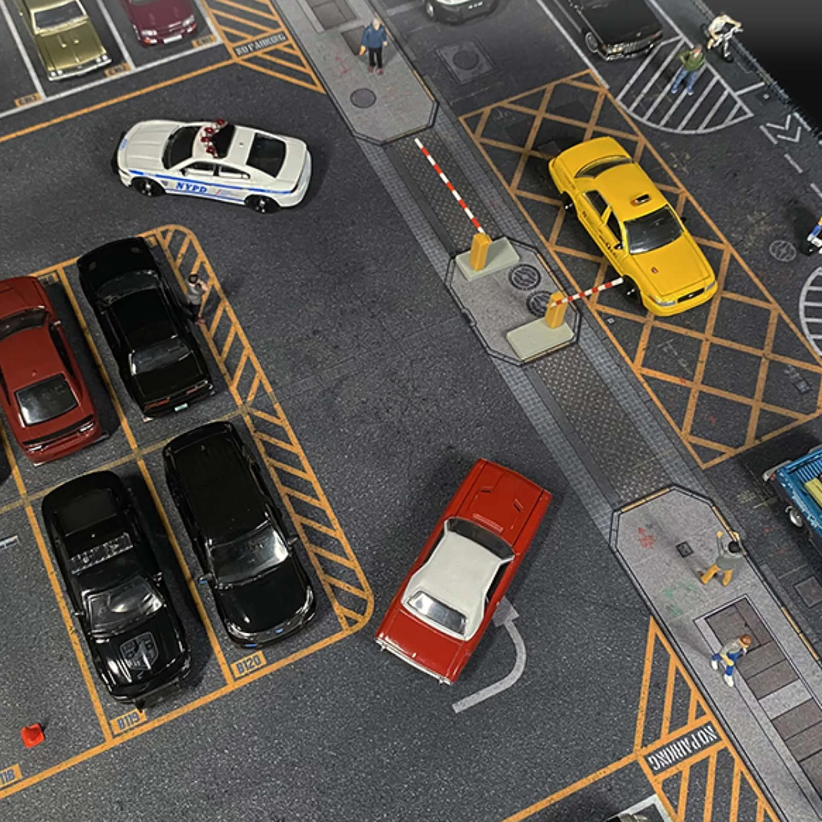 1/64 Police Parking Lot Garage Display Diorama Rubber Mouse Pad Mat for Hot Wheels Car Miniature Scale Diecast Models view 4