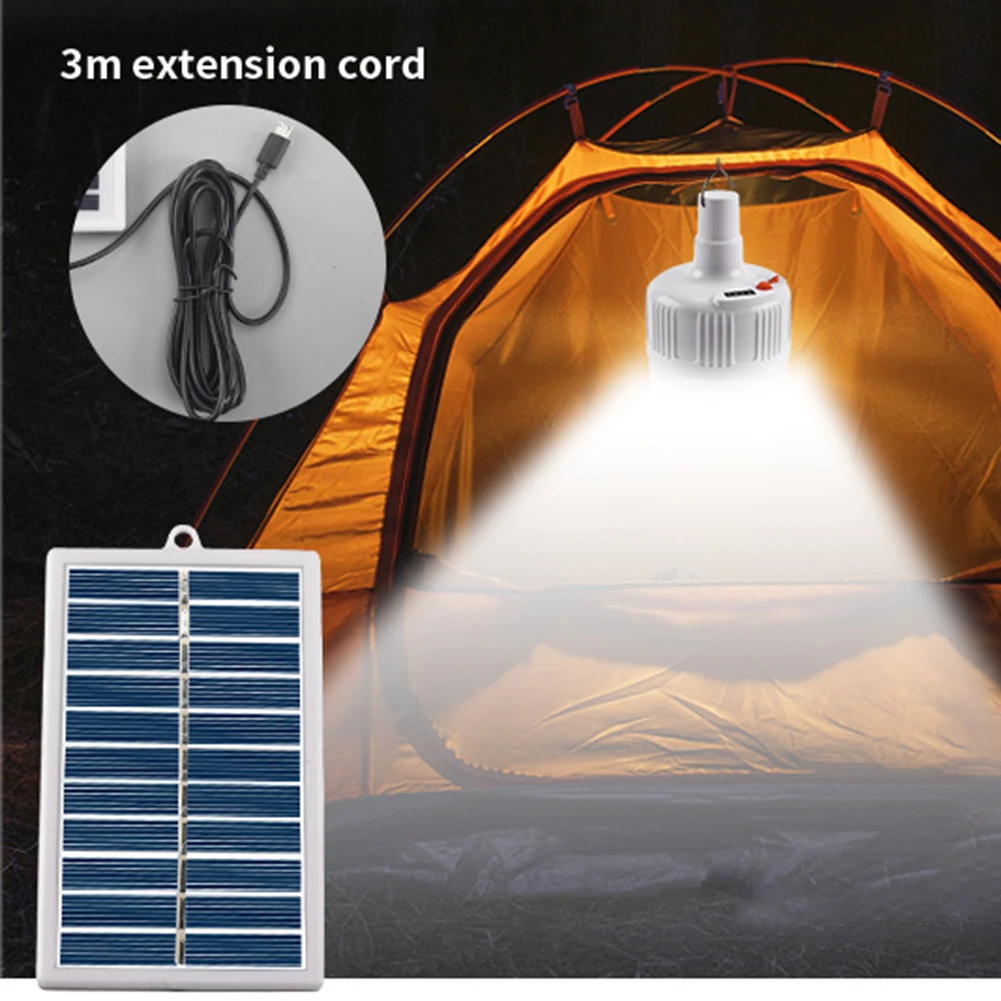 LED Solar Lamp Bulb Solar Powered Lamp Outdoor Waterproof Portable Solar Garden Hanging Light Hiking Fishing Emergency Lights