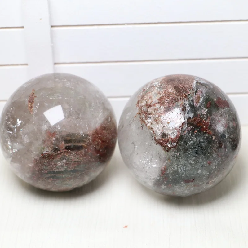 Natural Garden Quartz Sphere Green Phantom Crystal Ball Healing Stone Home Decor Unique Holiday Gift