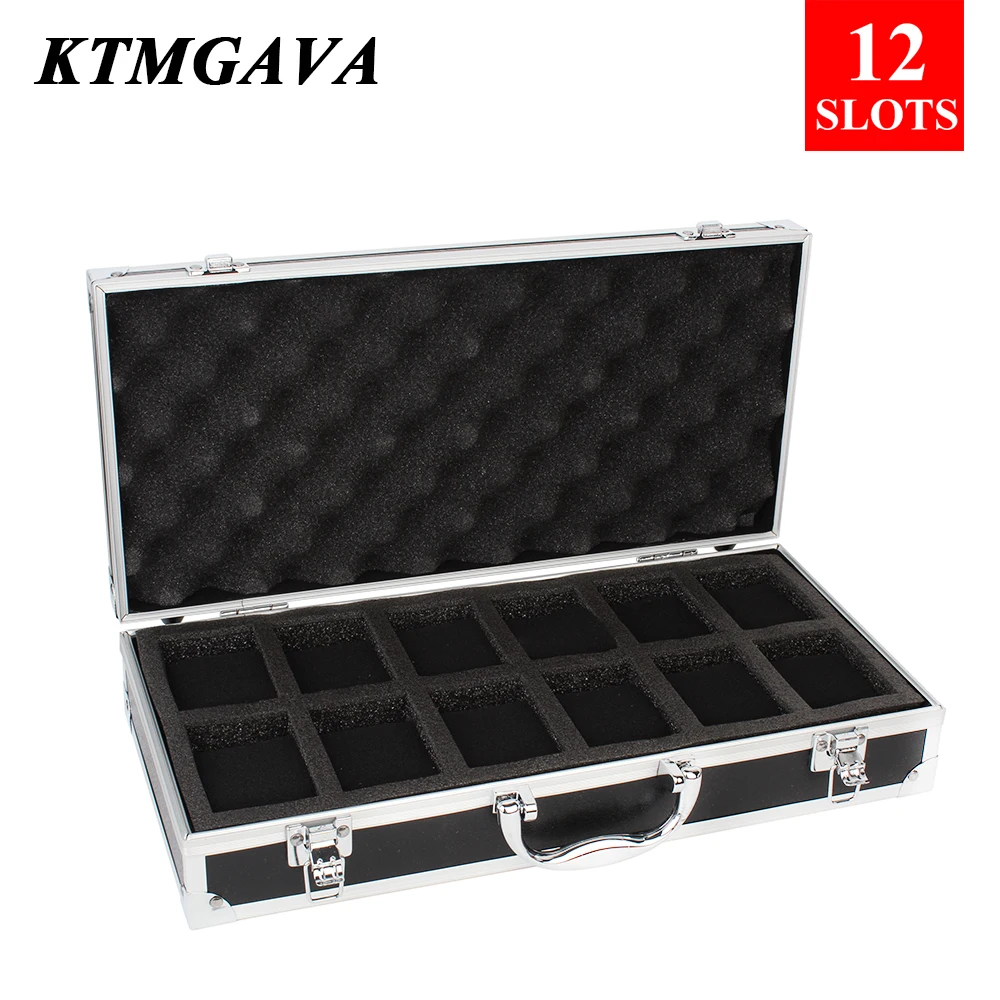 KTMGAVA 10/12/18 Grid Aluminium Legierung Schwarz Uhr Lagerung Box Schmuck Sammlung Box Tragbare Große Kapazität Uhr Box Qualität geschenk Box 7