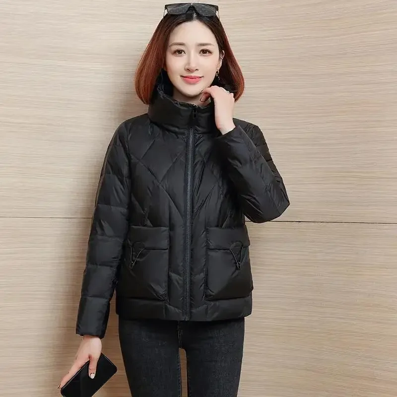 Korean Fashion Short down Jacket Women 2024 Winter Parkas Warm Padded Coat Stand Collar Thick Casual ladies Bread clothes R403