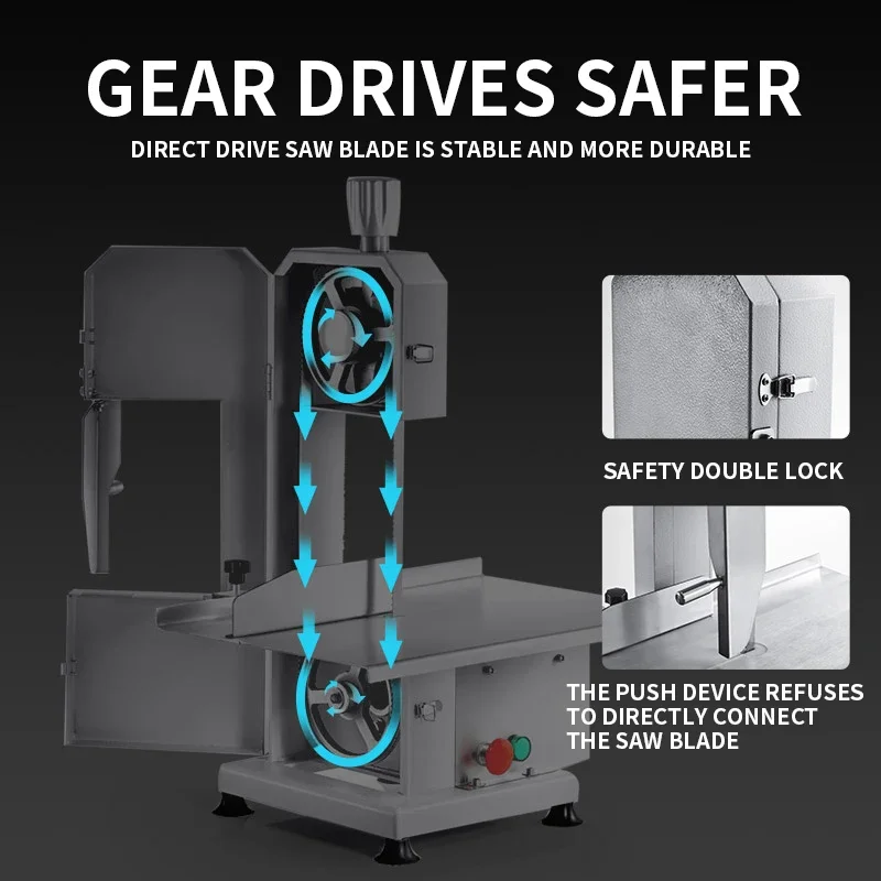 RC-210 뼈 톱질 기계 뼈 전기 커터 상업용 데스크탑 톱질 고기 절단 생선 트로터 스테이크 뼈 냉동 고기